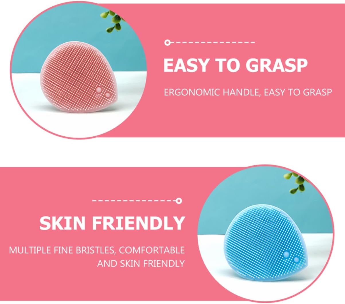 2pcs Silicone Handheld Facial Cleansing Brush Scalp Gentle Exfoliating Scrubber for Deep Cleaning Makeup Removal and Pore Care
