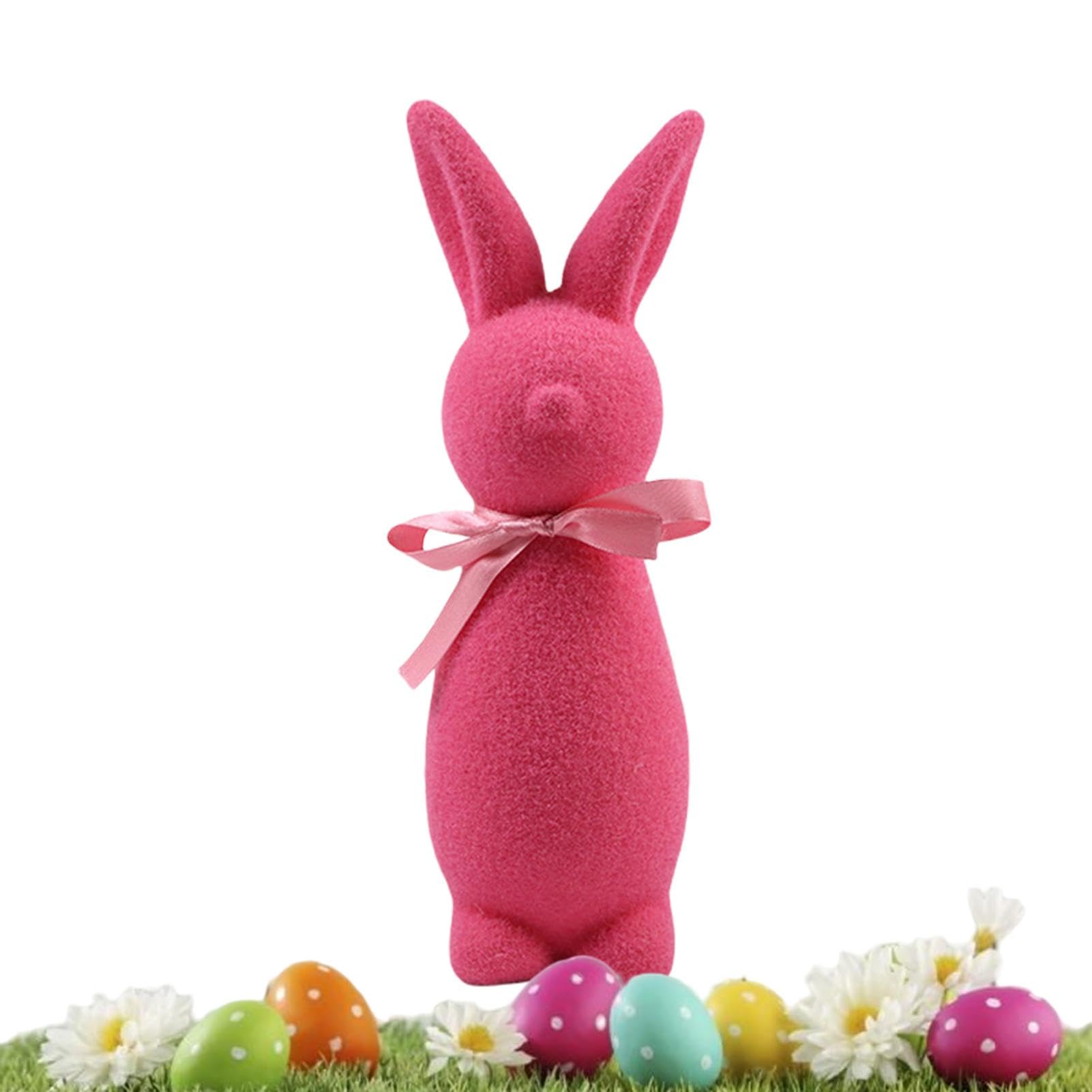 Set Di 3 Coniglietti Pasquali Floccati Con Papillon – Statuine Pastello Rosa, Verde E Viola Per Decorare Tavolo, Mensola E Camino, Perfetti Per La Primavera