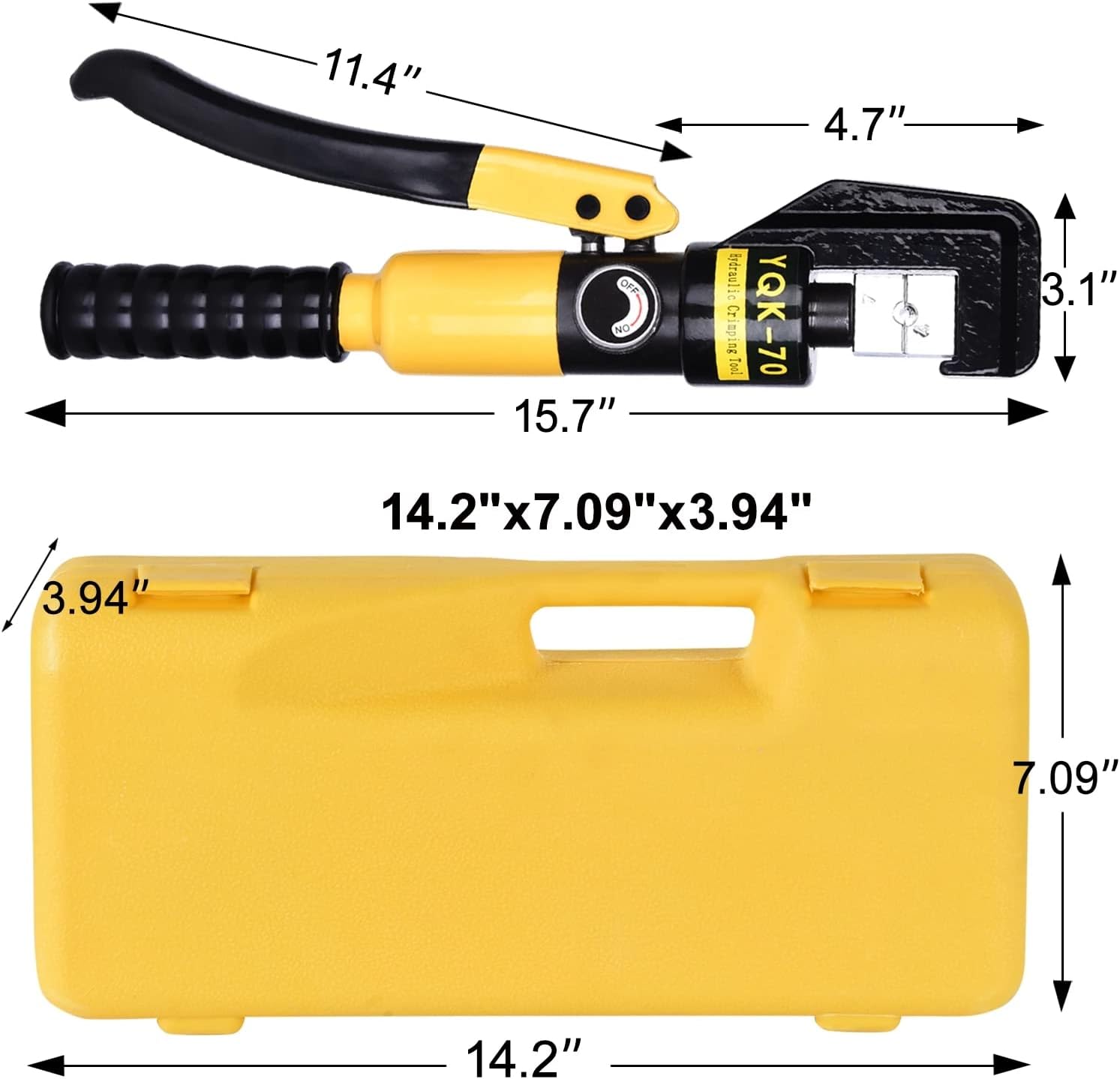 Hydraulic Crimping Tool 10 Tons Battery Cable Lug Terminal Crimper with 9 Pairs of Dies, 12 AWG to 2/0 AWG Wire Crimping Tool