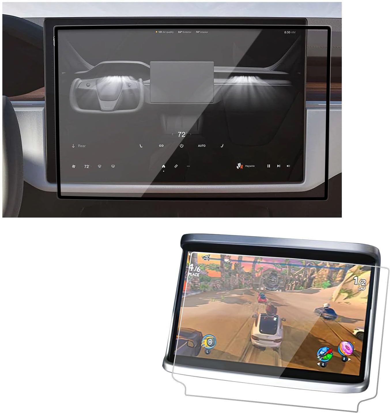 Navigation and Rear Tempered Glass Screen Protector for Tesla Model S (2026-2021), Model X (2026-2022) Touch Screen Accessories Matte Anti-Scratch Anti-Fingerprint