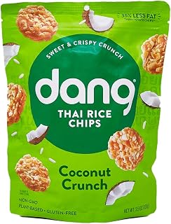 Dang Coconut Crunch Rice Chips - Gluten-Free, Vegan, Soy-Free Healthy Snacks | 30% Less Fat, Whole Food Crisps (3.5oz)
