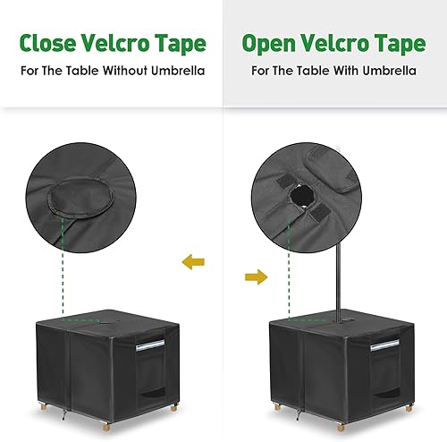 Vista 33 de Funda rectangular para mesa de patio con agujero para paraguas, 108 pulgadas de largo x 82 pulgadas de ancho x 23 pulgadas de alto