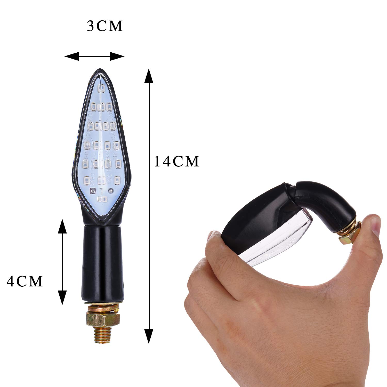 Yizhet Motorknipperlichten – 12 LED – Amber – 4 Stuks – Universeel Voor 12V Motoren – Flexibel Rubber – Waterdicht IP65