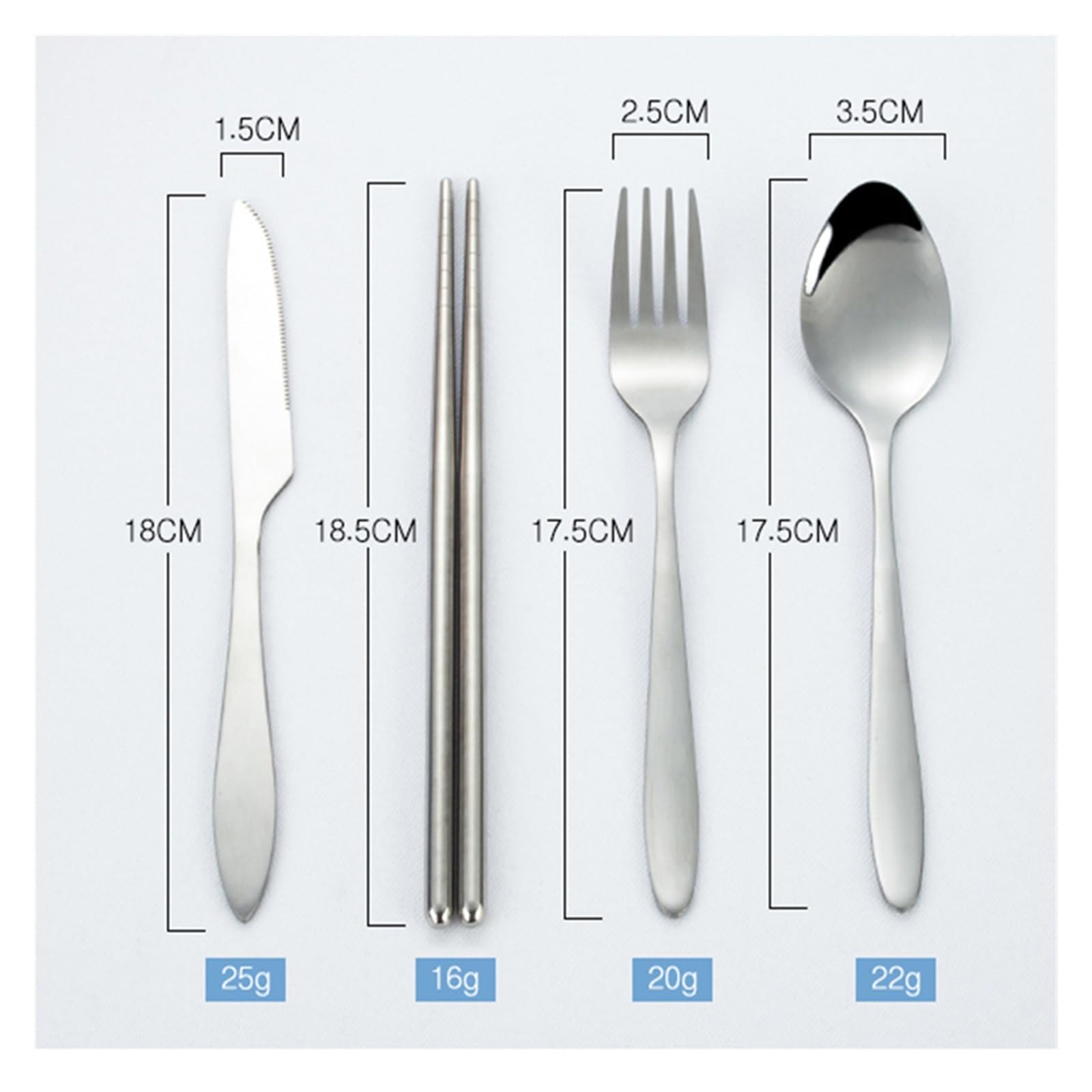 Set 4 Pezzi Posate Da Viaggio In Acciaio Inox Riutilizzabili - Foto 2