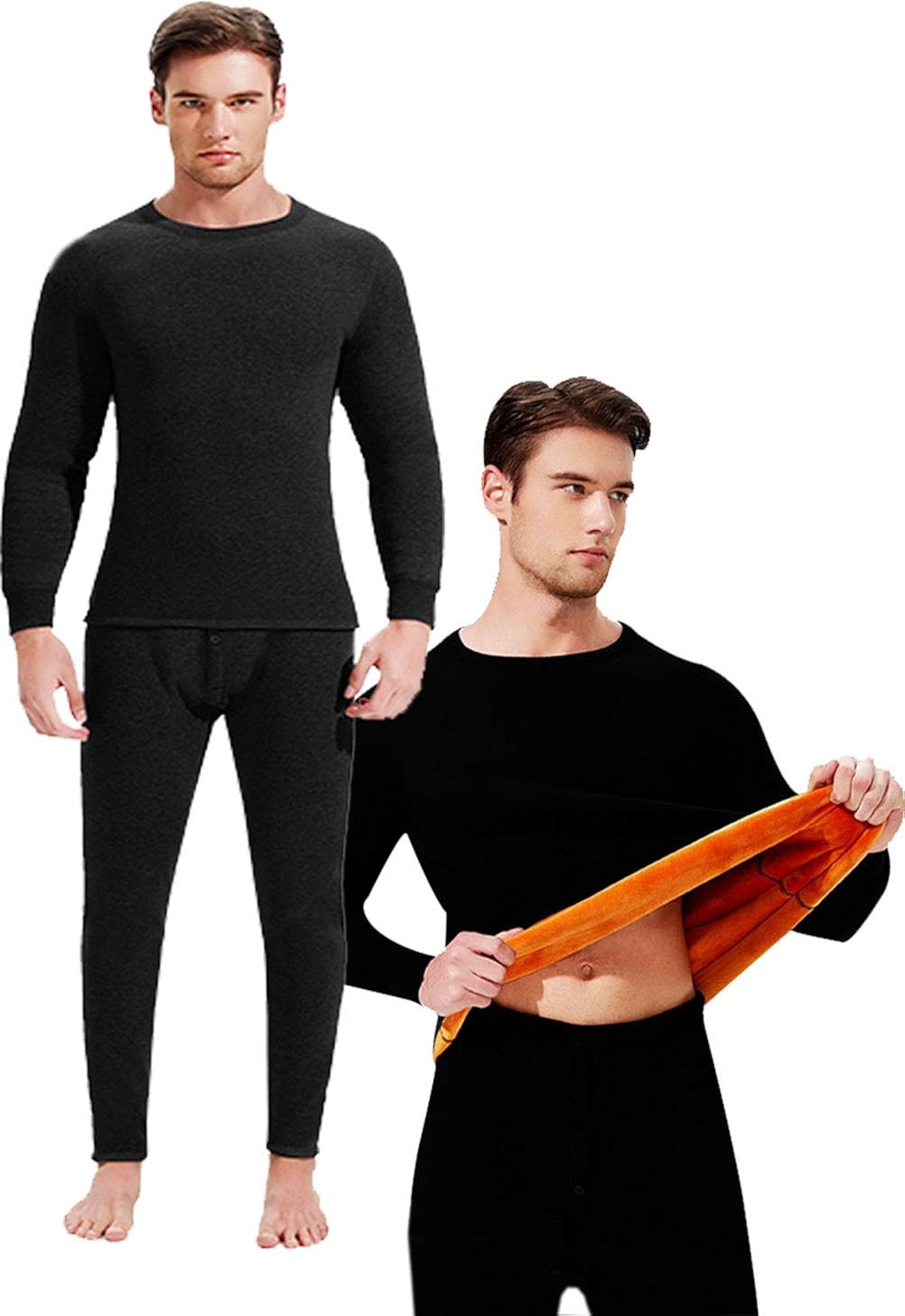 Kuangyu ヒートテック メンズ あったかインナー 巨厚蓄热 吸湿発熱 保温 防寒肌着 上下セット 長袖シャツ ロングタイツ インナーシャツ やわらか肌着 抗菌防臭加工