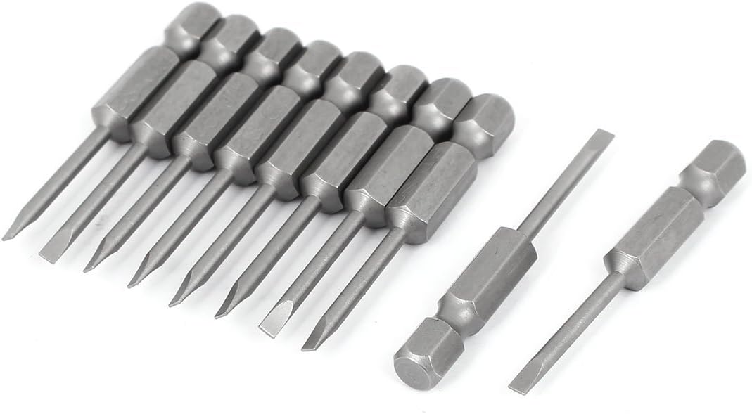 uxcell 50mm Long 2.5mm Tip Width Magnetic Slotted Screwdriver Bits 10pcs