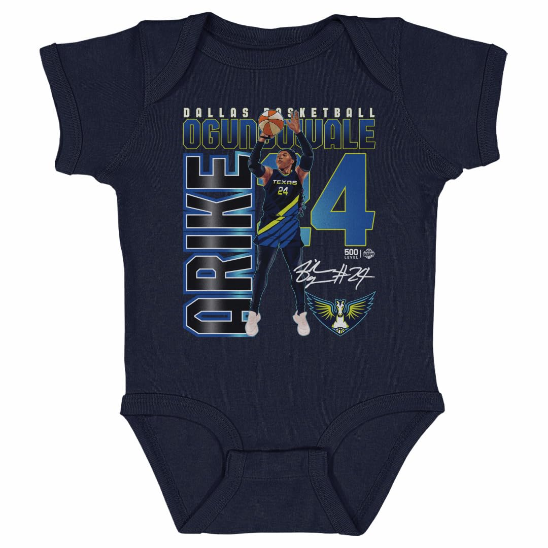 500 LEVEL Arike Ogunbowale Dallas Wings Player Number WHT One-Piece Infant Bodysuit (Navy, 18M)
