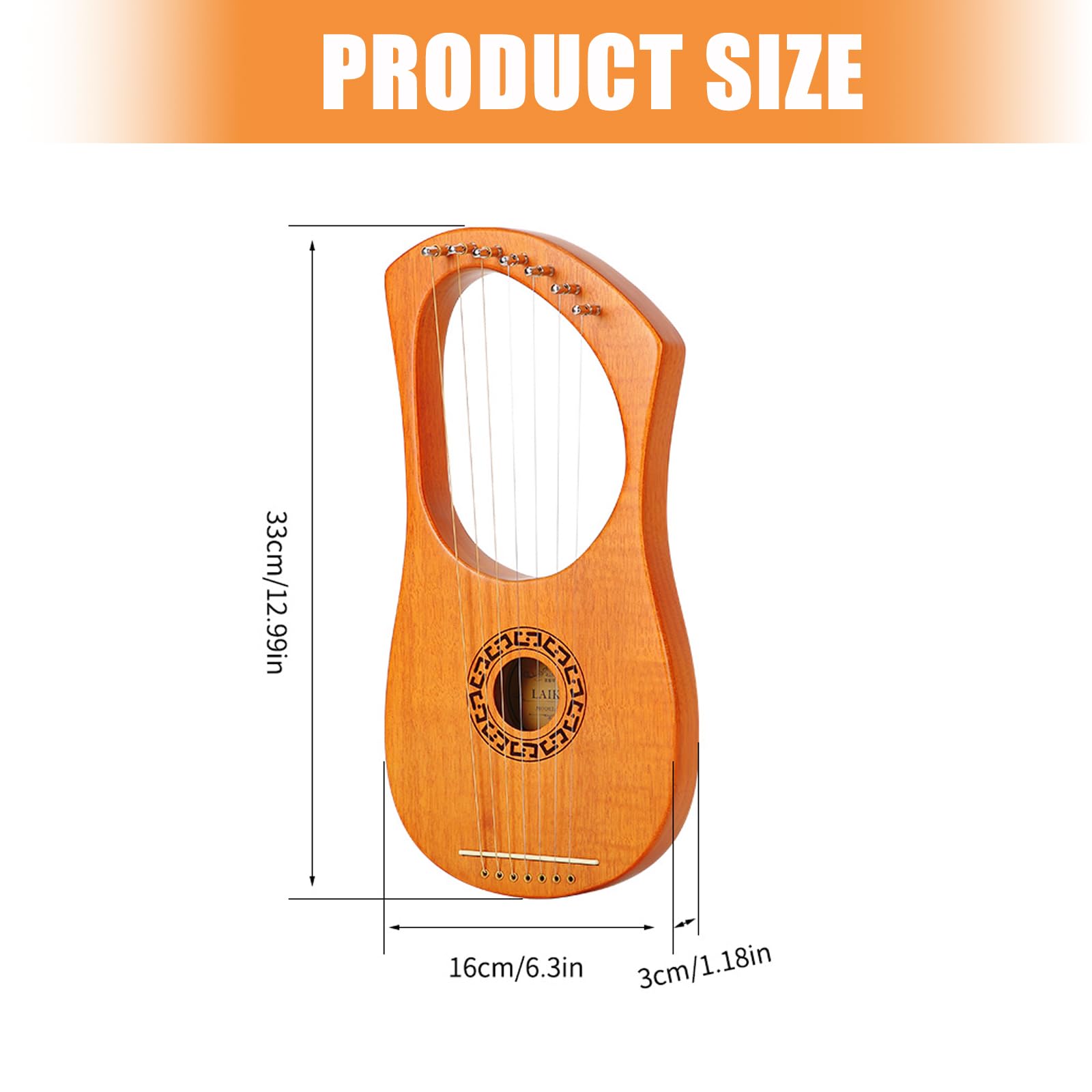 Arpa de Lyra portátil de 7 cuerdas, procesamiento de madera sólida para viajes y clases de música, instrumento de lira de viaje para principiantes con sonido cálido