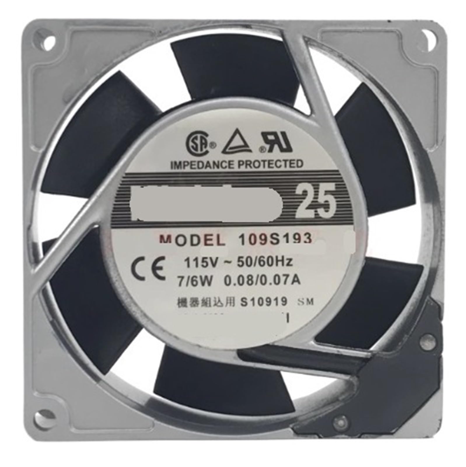 YMUGUEGH 109S193 AC 115V 0.08/0.07A 90x90x25mm Cooling Fan