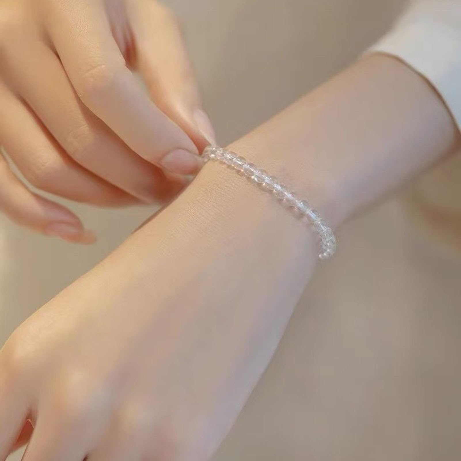 Pulsera de Cristal Transparente Blanco Natural con Piedras Preciosas elásticas Hecha a Mano, Cristal curativo, energía de Cuarzo, Chakras, joyería para Mujeres Hombres, cumpleaños,3a,10MM