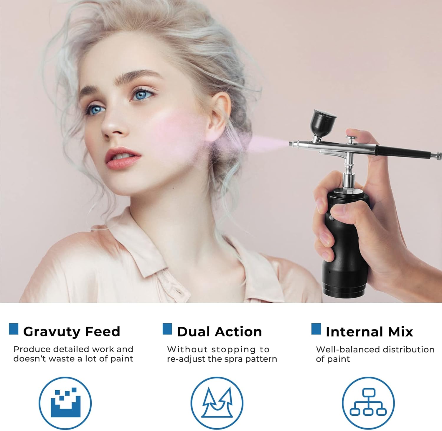 Airbrush Kit with Compressor, Air Brush Painting Set, Portable Cordless Auto Airbrush Gun Kit, 30PSI Handheld Mini Air Brush Gun Set for Makeup, Nail Art, Cake Decor, Model Coloring (Black) : Arts, Crafts & Sewing