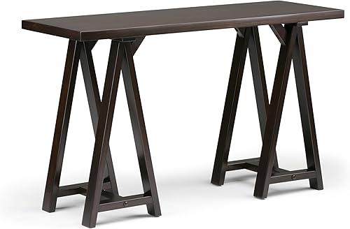 Miniatura 45 de SIMPLIHOME Sawhorse - Mesita de noche de madera maciza de 24 pulgadas de ancho, moderna, industrial, color gris envejecido, para sala de estar y