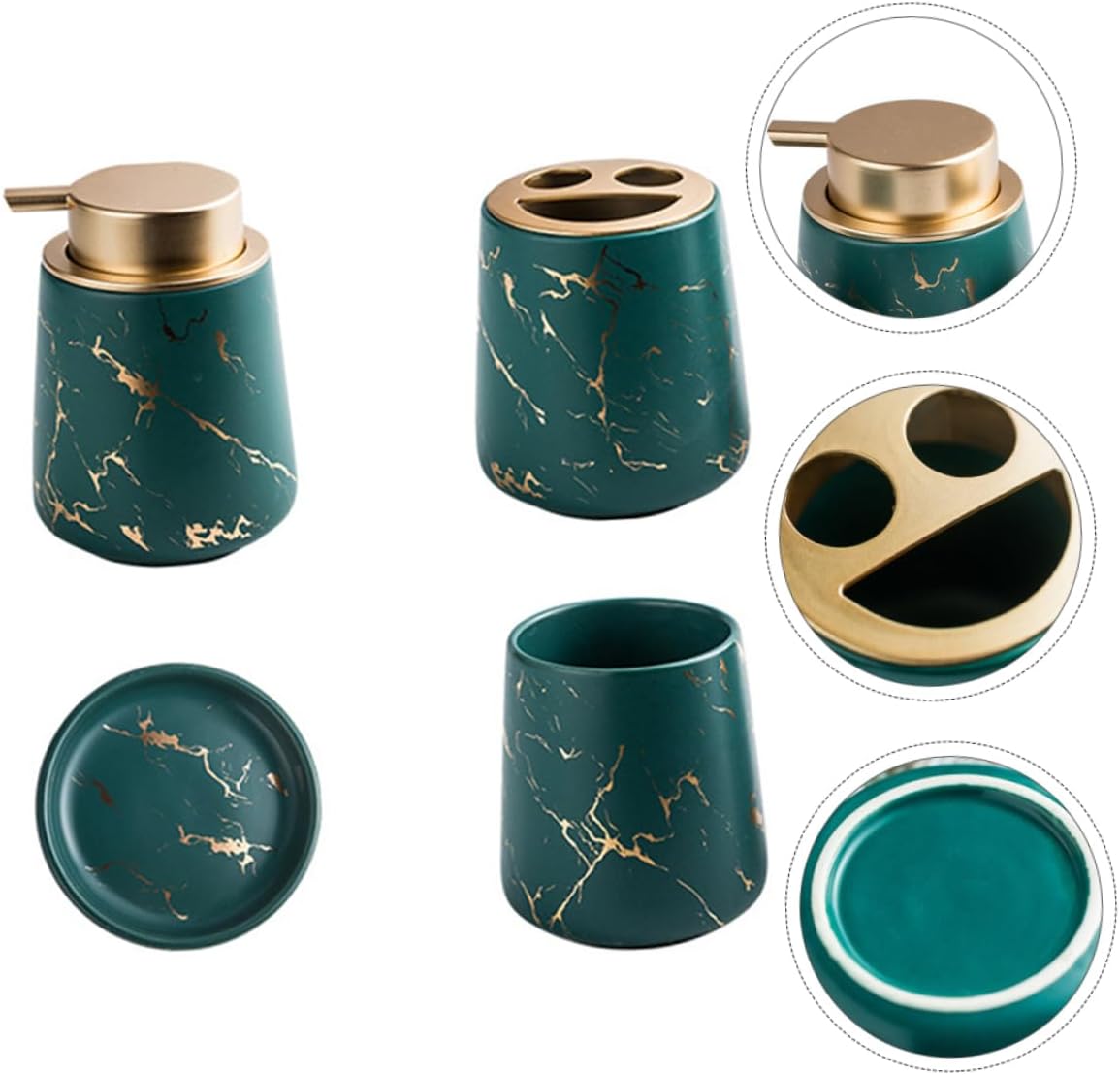 1Set Dark Bathroom Accessory Includes Toothbrush Holder Wash Cup Lotion Bottle and Soap Dish Elegant Wash Cup Kit for Organized Bathroom