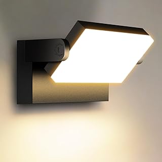 Kingwen 40W Außenlampe Aussenleuchte Wand 3000K LED Wandleuchte Aussen/Innen Wandlampe LED Modern Außenleuchte mit 360°Schwenkbar Panel Außenwandleuchte Wasserdicht IP65,Schwarz,für Garagen Terrasse