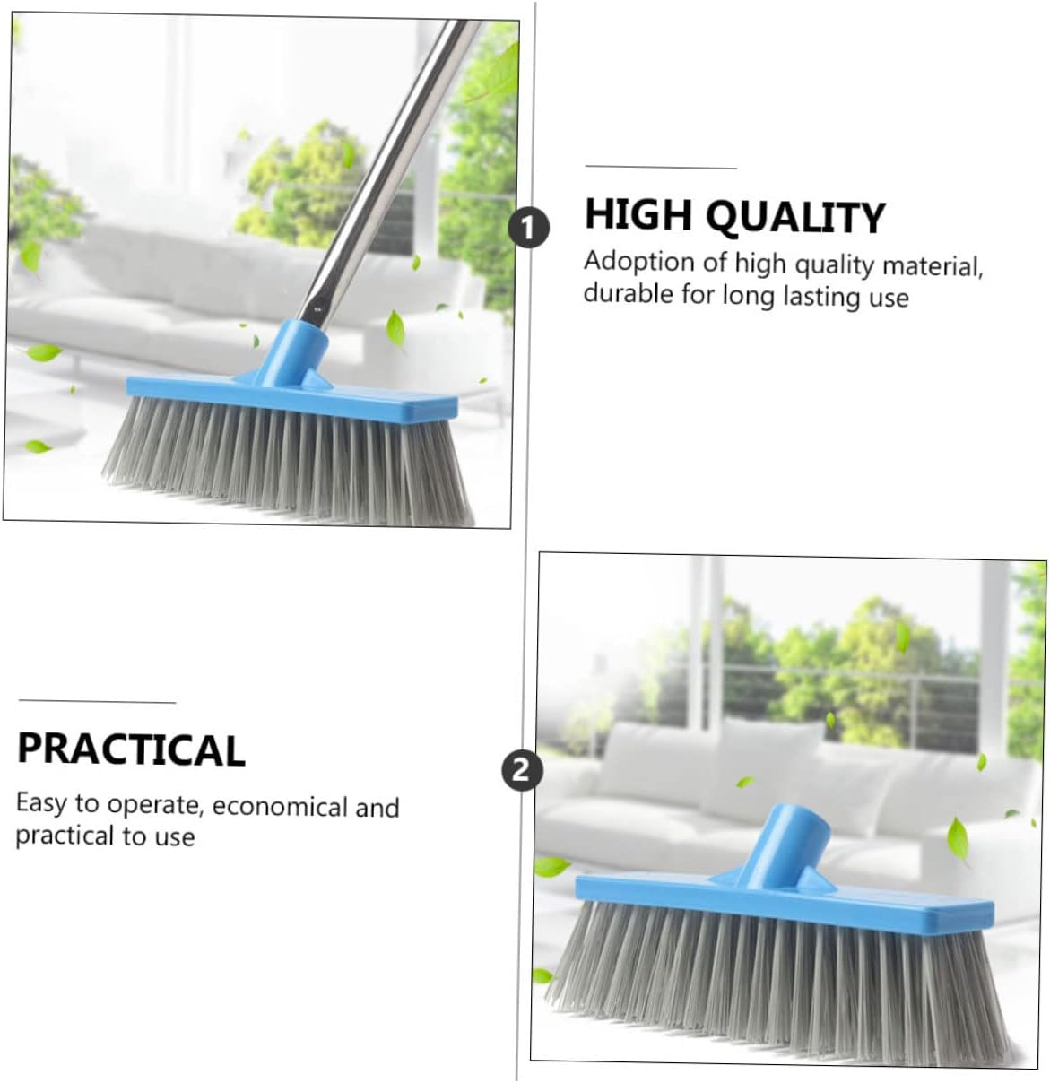1pc Broom Head Replacement for Efficient Cleaning Blue Hard Bristles Floor Sweeper Accessory for Kitchen and Bedroom Use