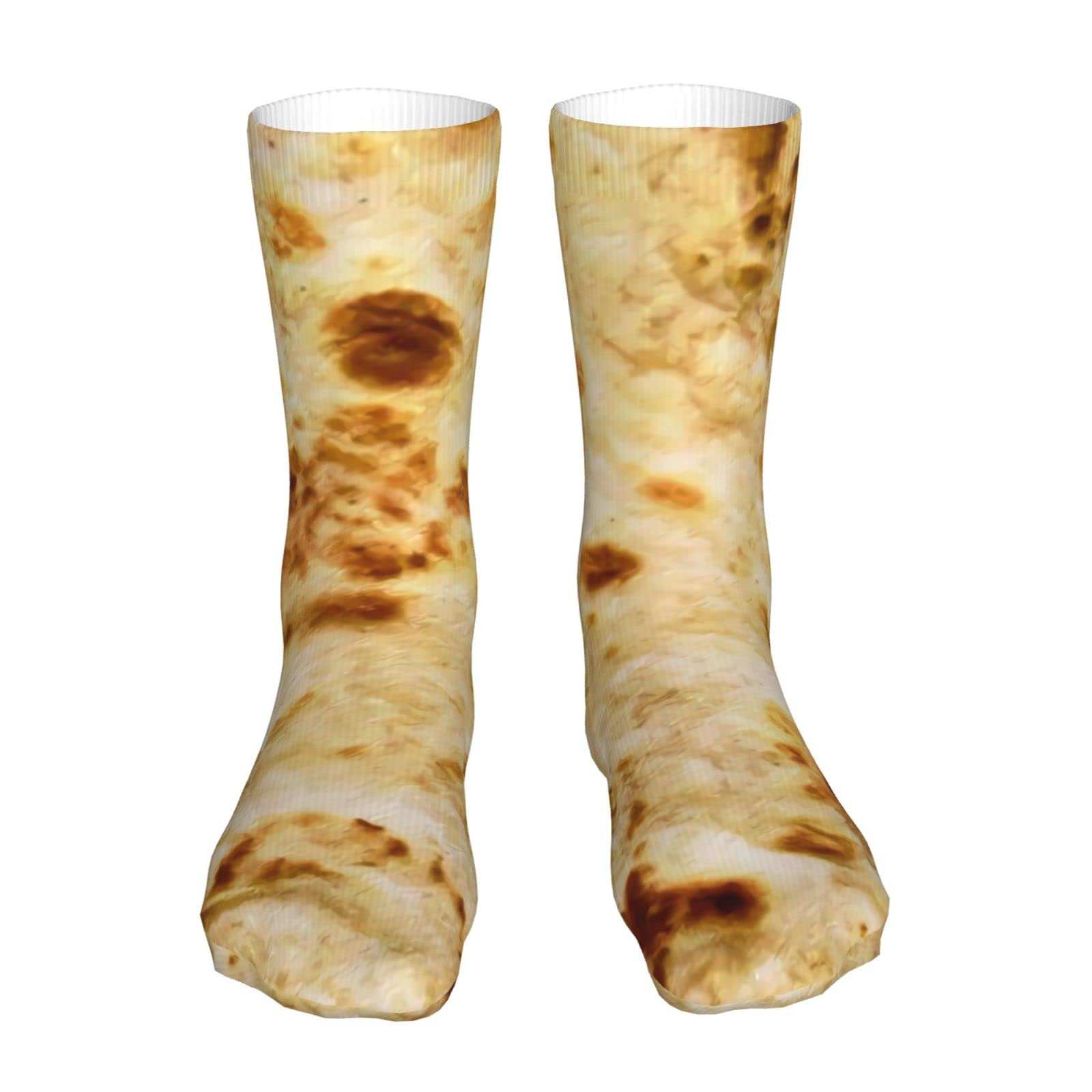 Men Women Socks Burritos Giant Flour Tortilla Taco Crew Socks Stockings Compression Comfort Tube Sock 16 Inches