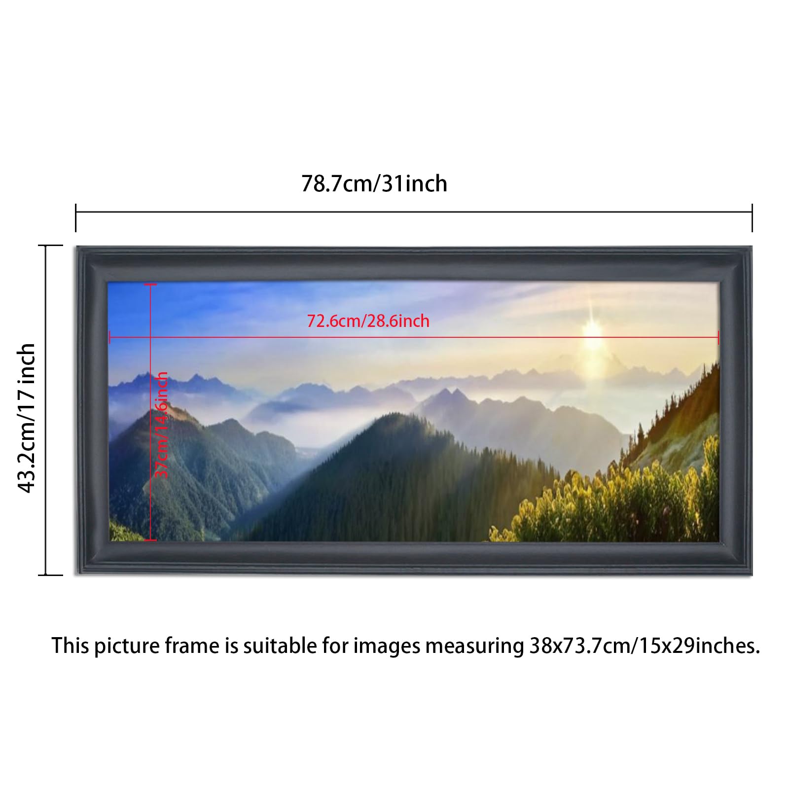 Amazon.com - 15x29 inch Picture Frame Solid Wood Black Panoramic