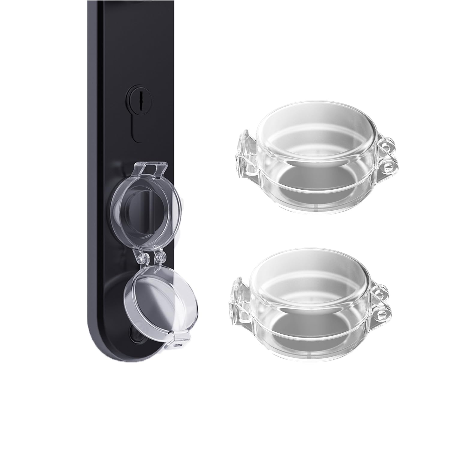 UtySty 3 Pack Deadbolt Child Safety Lock Clear Transparent Sticky Cover Protector for Keyless Entry Door Avoid Being Locked Out Electronic Digital Keypad Code Fingerprint Door Locks Deadbolts OD 1.2"