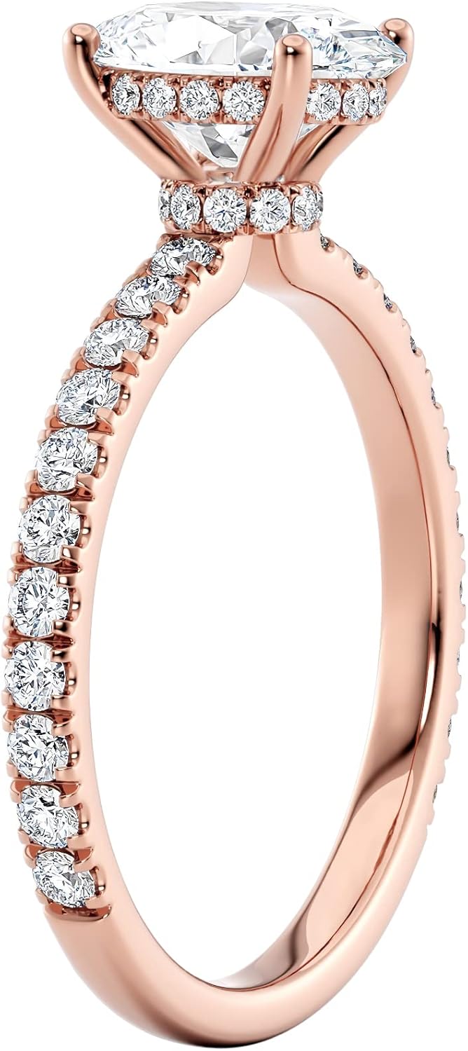 Diamond Wish IGI Certified 1 1/2 to 3 1/2 Carat Oval Lab Grown Diamond Ribbon Halo Engagement Ring for Women in 14k Gold w Side Stones (I-J/G-H, VS-SI, cttw) Anniversary Promise Ring Size 4 to 9