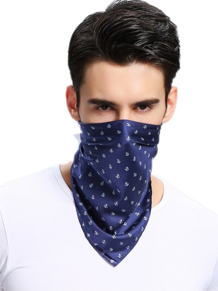 Prettystern Men's 6. Blue Anchor Pure Silk Square ´S Bandana Neckerchief Head-Scarf Blue With Anchor No.6