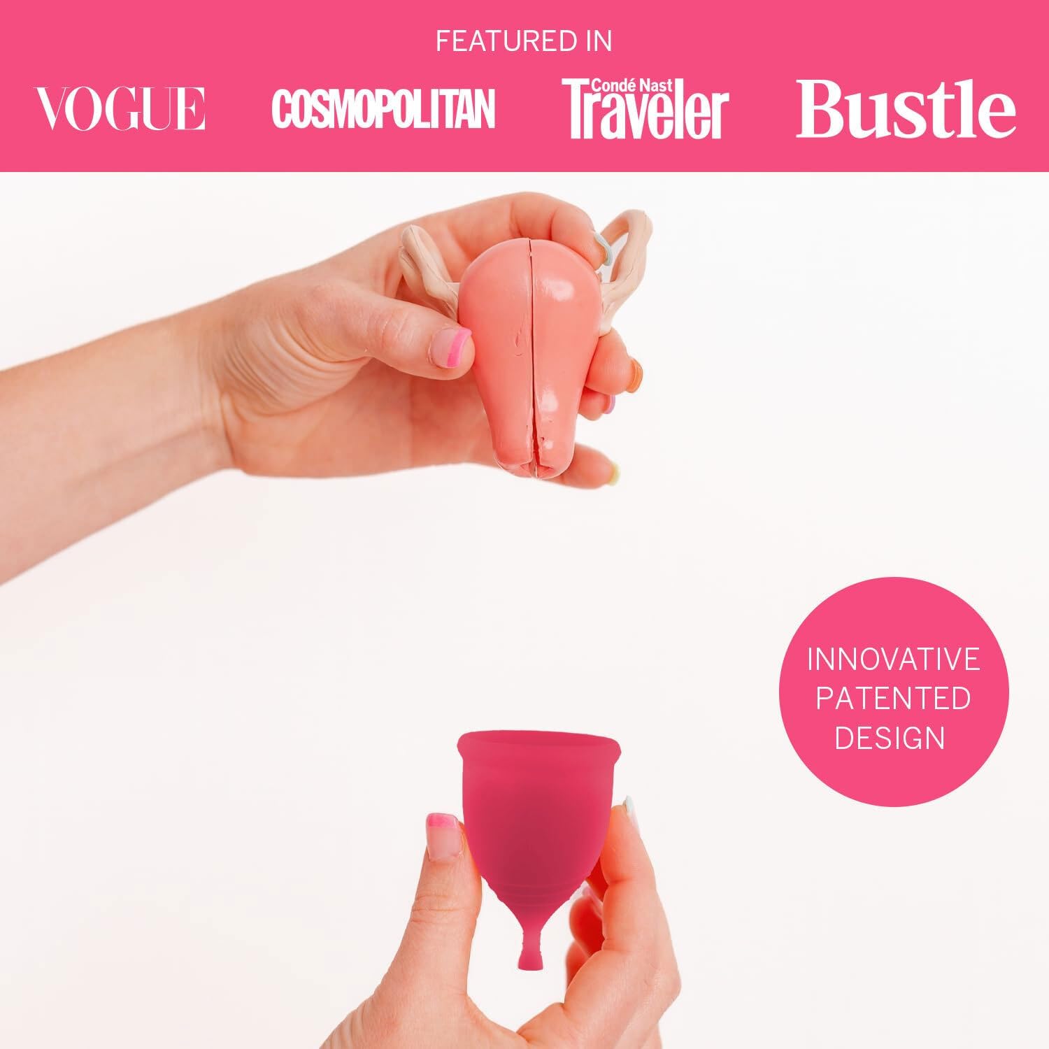 Pixie Menstrual Cup Collection - Inserts Like a Tampon™ - 2 Reusable Period Cups with Applicator, Sterilizer, Feminine Wash & Totes - All-in-One Easy Period Solution for Feminine Care