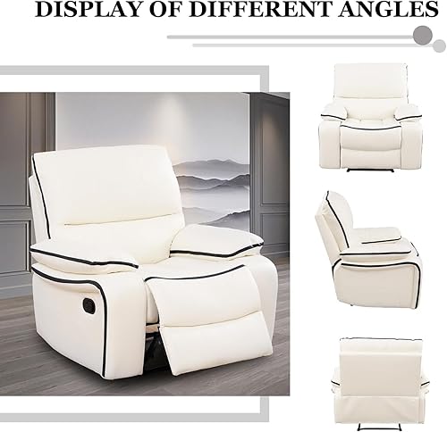 Miniatura 4 de Juego de sofá reclinable de cuero, juego de sofá manual para sala de estar, juego de muebles de sala con consola de almacenamiento y portavasos para