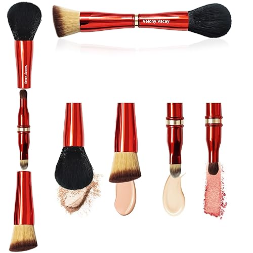 Velony Vacay Juego de brochas de maquillaje 4 en 1, brochas de maquillaje de viaje con estuche, brocha de base de doble extremo, cepillo para sombra disponible en Yaxa Venezuela
