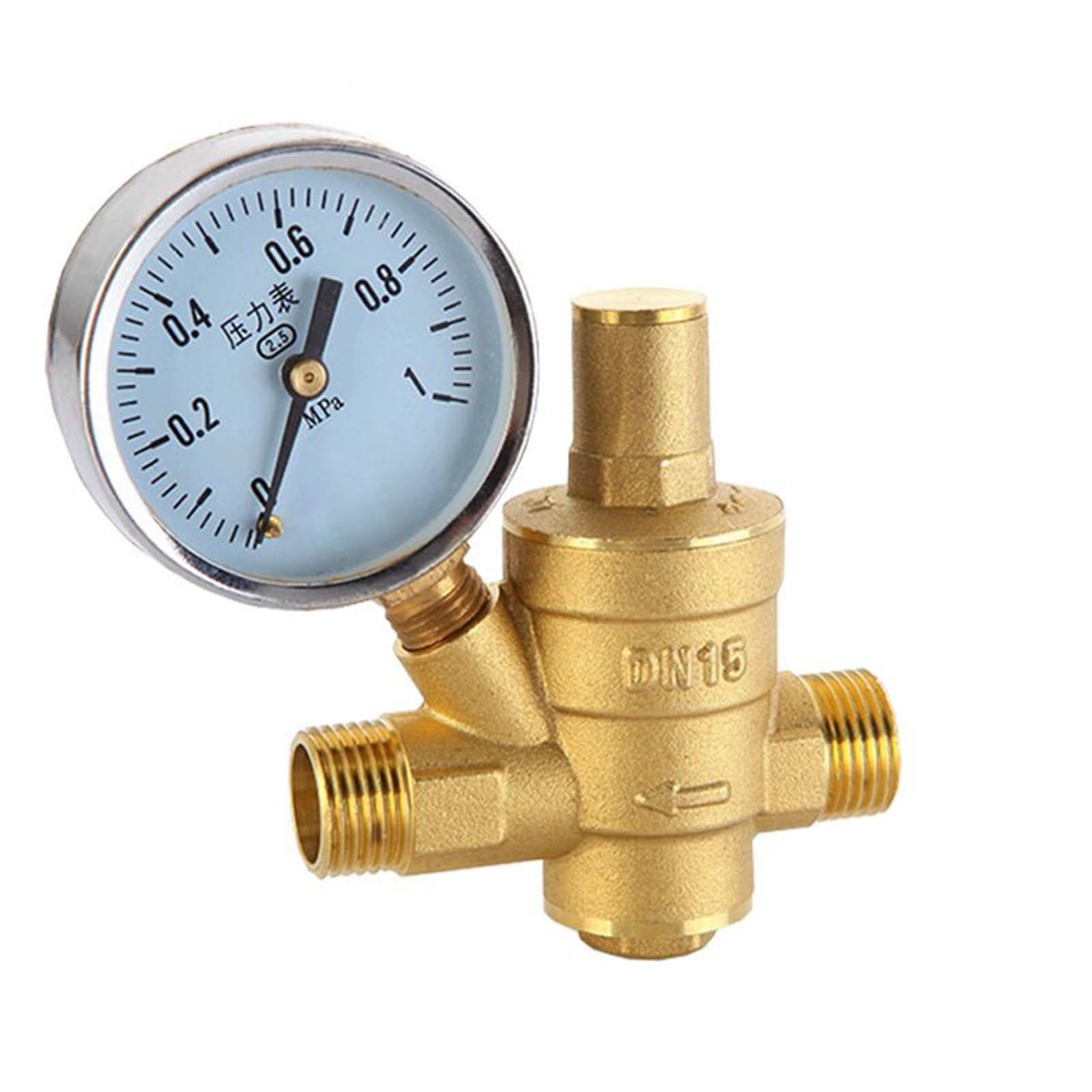 Réducteur d'eau laiton 1 pouce réglable mâle manomètre pression plomberie maison