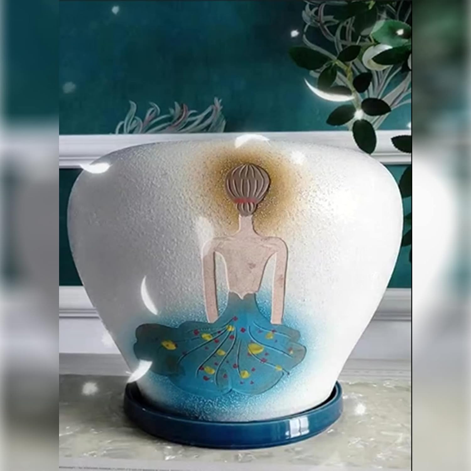 Ceramic Plant Saucer 7 Inch, 2 Pack Round Plant Trays for Indoors/Outdoors, Flower Pot Saucers for Holding Water Drips and Soil, Ceramic Drainage Tray for Plant Pot (Blue) - Image 5