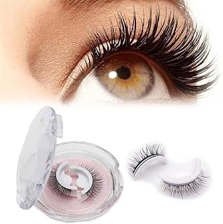 BRRNOO Self Adhesive False Eyelashes 3D False Eyelashes Waterproof Reusable Eyelashes No Lining or Glue Required Handmade Ultra Light Synthetic Fibers Black Color Good for (3#)
