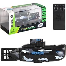 Remote Control Boat Submarine for Pool, Aquarium & Water Play, Mini RC Underwater Boat with One-Key Diving, Water Detection Safety System for Adults Enthusiasts-Black