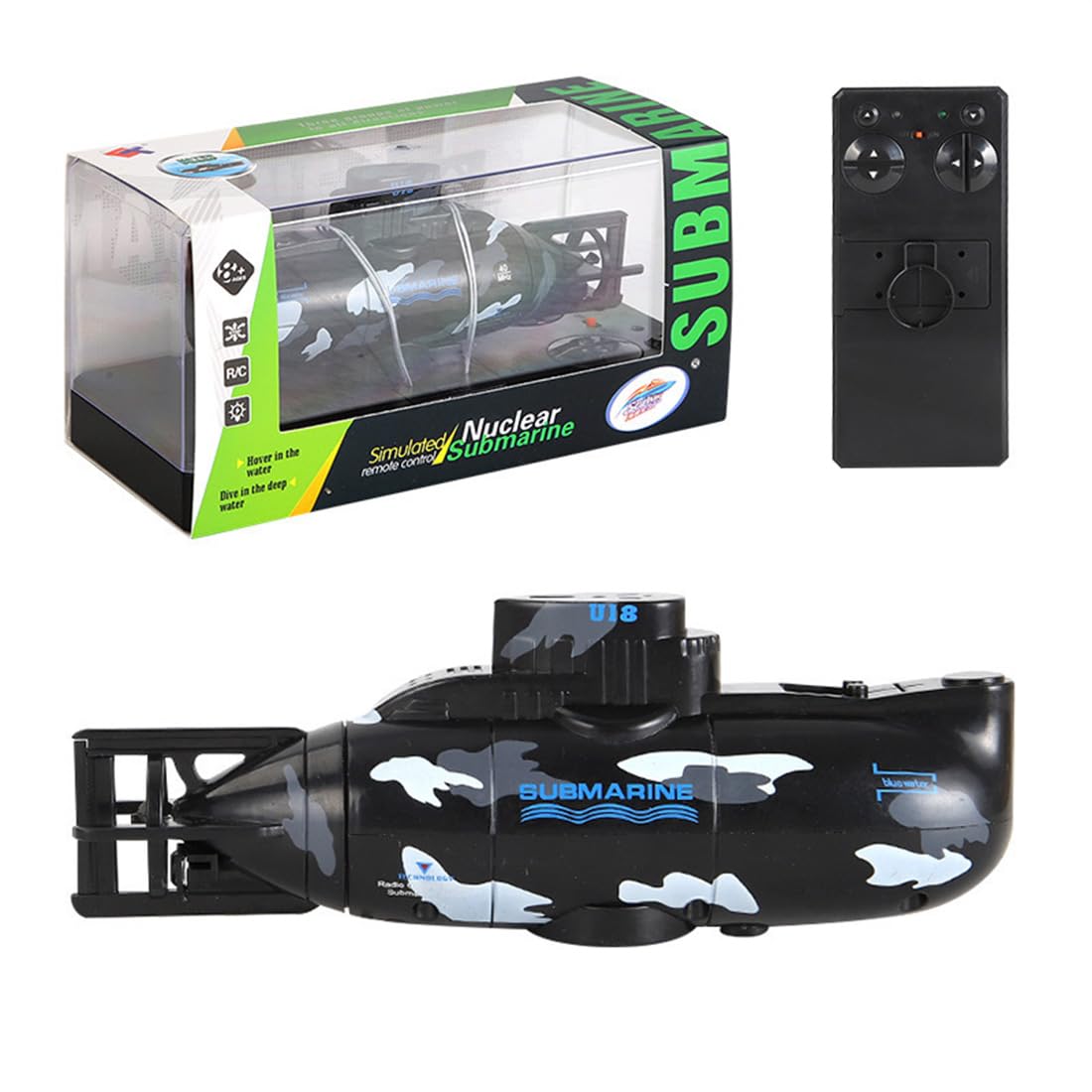 RCXTechPro Remote Control Boat Submarine For Pool, Aquarium & Water Play, Mini RC Underwater Boat With One-Key Diving, Water Detection Safety System For Adults Enthusiasts-Black