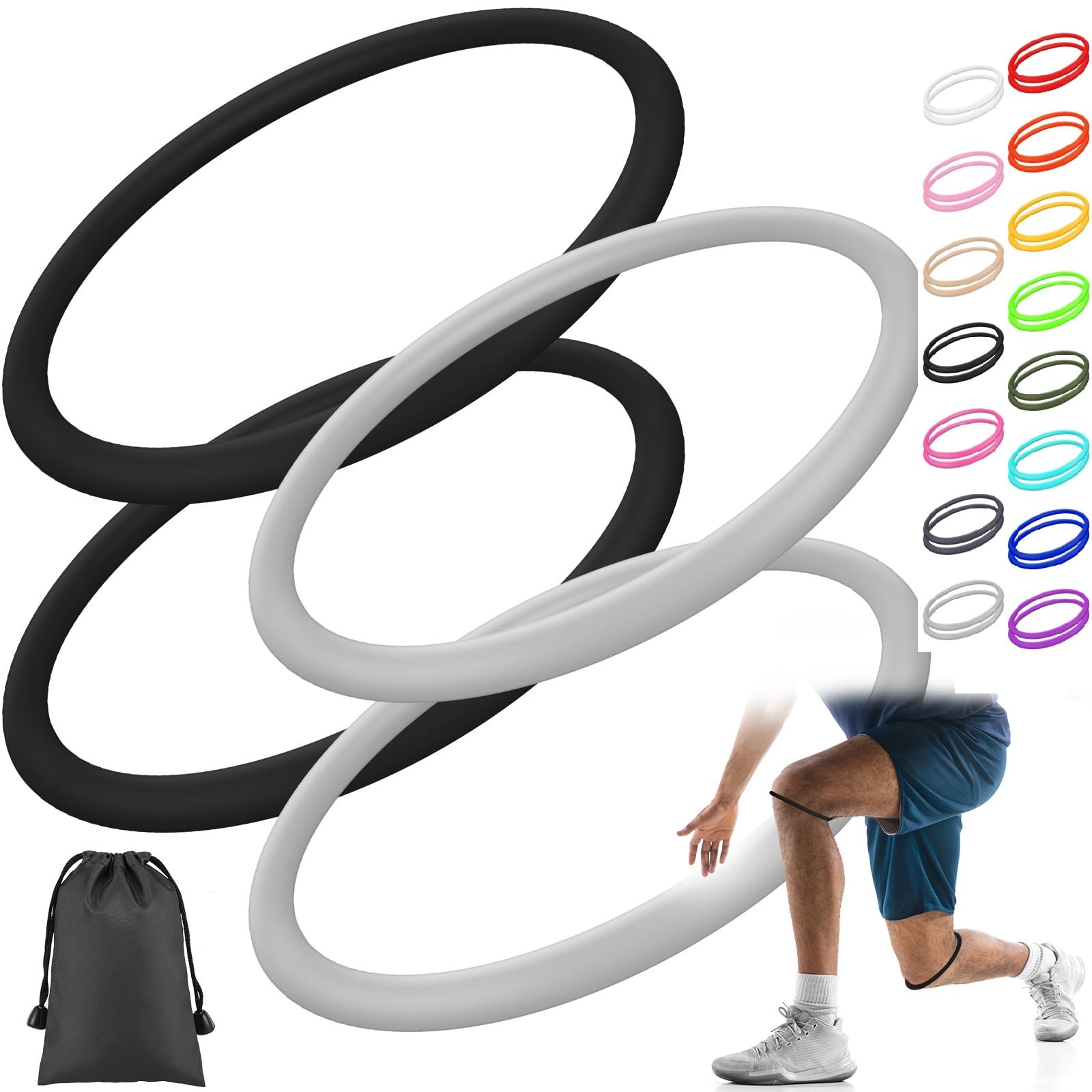 Foilswirl Silicone Patella Knee Band for Basketball Patella Tendon Support Knee Pain Running Tendon Brace Support Strap(4,Black and Gray,M)