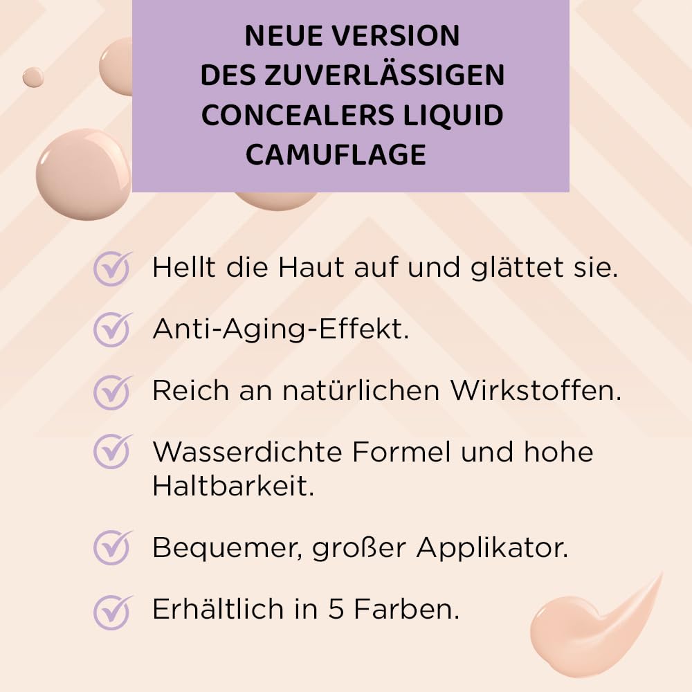 Eveline Cosmetics Liquid Camouflage wodoszczelny korektor z kwasem hialuronowym – nr 02 | Nowa edycja Liquid Camouflage zapewnia nieskazitelne krycie i korzyści pielęgnacyjne skóry