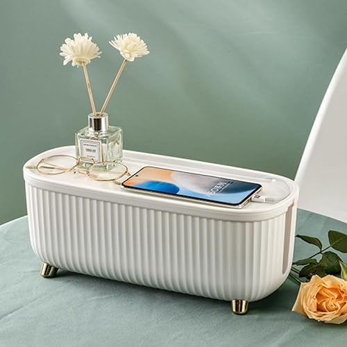 Miniatura 7 de Lyellfe Paquete de 2 cajas de organización de cables, caja organizadora de cable blanco con tapa, 13.7 pulgadas de largo x 6 pulgadas de ancho x 5
