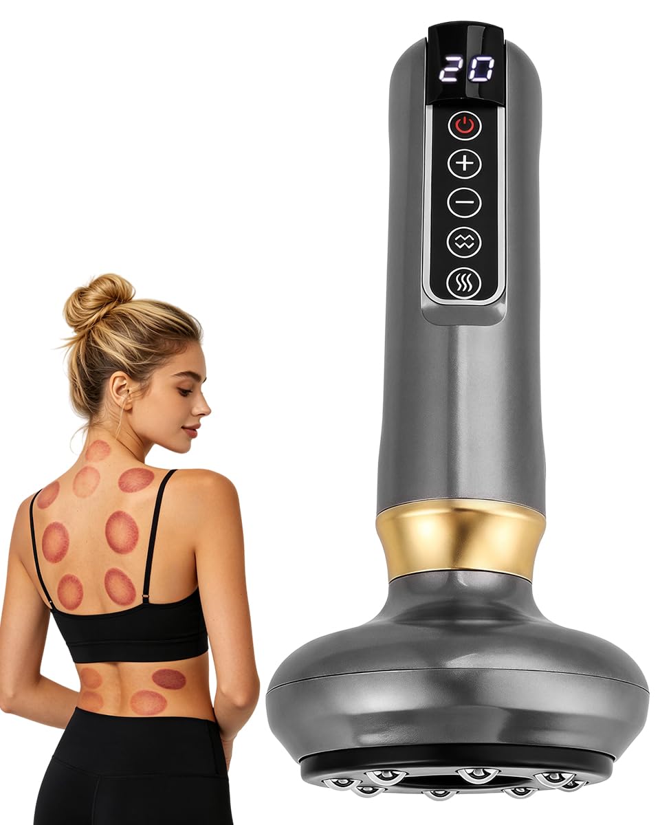 Elektrisches Cellulite Massagegerät mit 12 Saugstufen & Wärmefunktion,Vakuum-Massagegerät,Schröpfgerät elektrisch für Bauch,Beine,Arme & Taille,Muskelentspannung,USB-C Wiederaufladbar,Tragbar,Grau