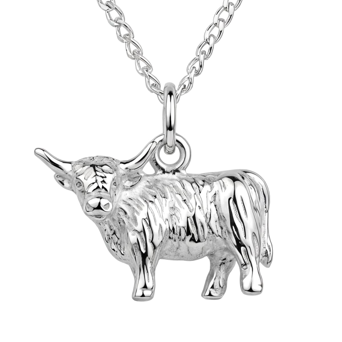 Collier vache écossaise argent anti-allergie avec sa chaîne - 6