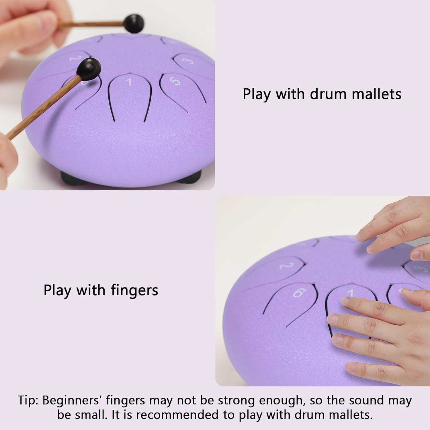 Steel Tongue Drum 6 Inch 8 Notes Sound Drum Percussion Instruments Gift for Family and Friends with Music Book, Mallets, Mallet Holder and Carry Bag