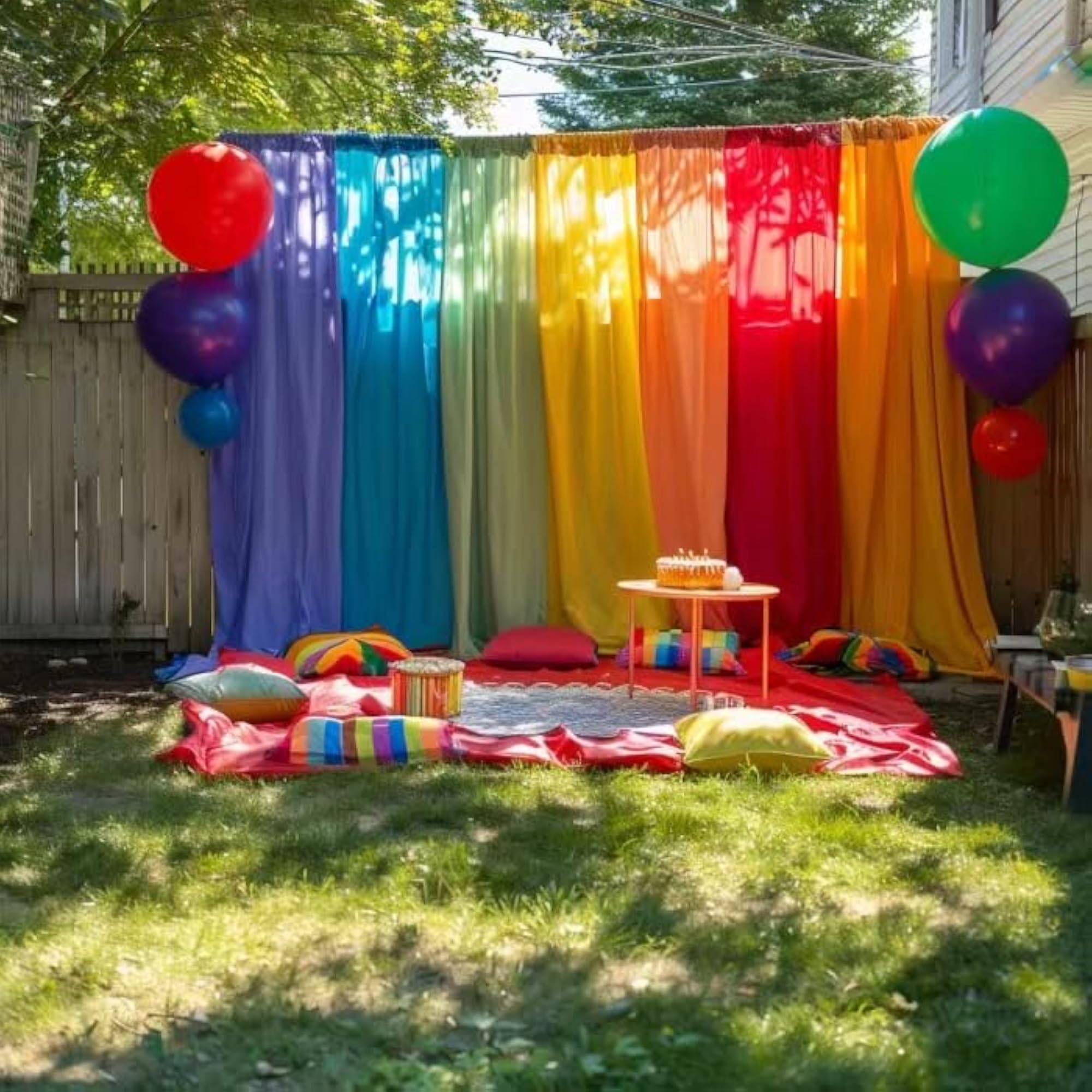 Rainbow Sheer Window Panel Drapes Curtains Set