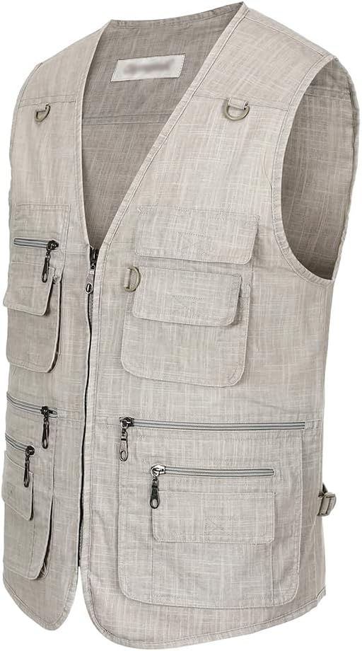 Hbufnha Men's Casual Safari Travel Vest 16 Pockets Outdoor Work Vest Sleeveless Jacket Fishing Hiking Photograph - Image 2