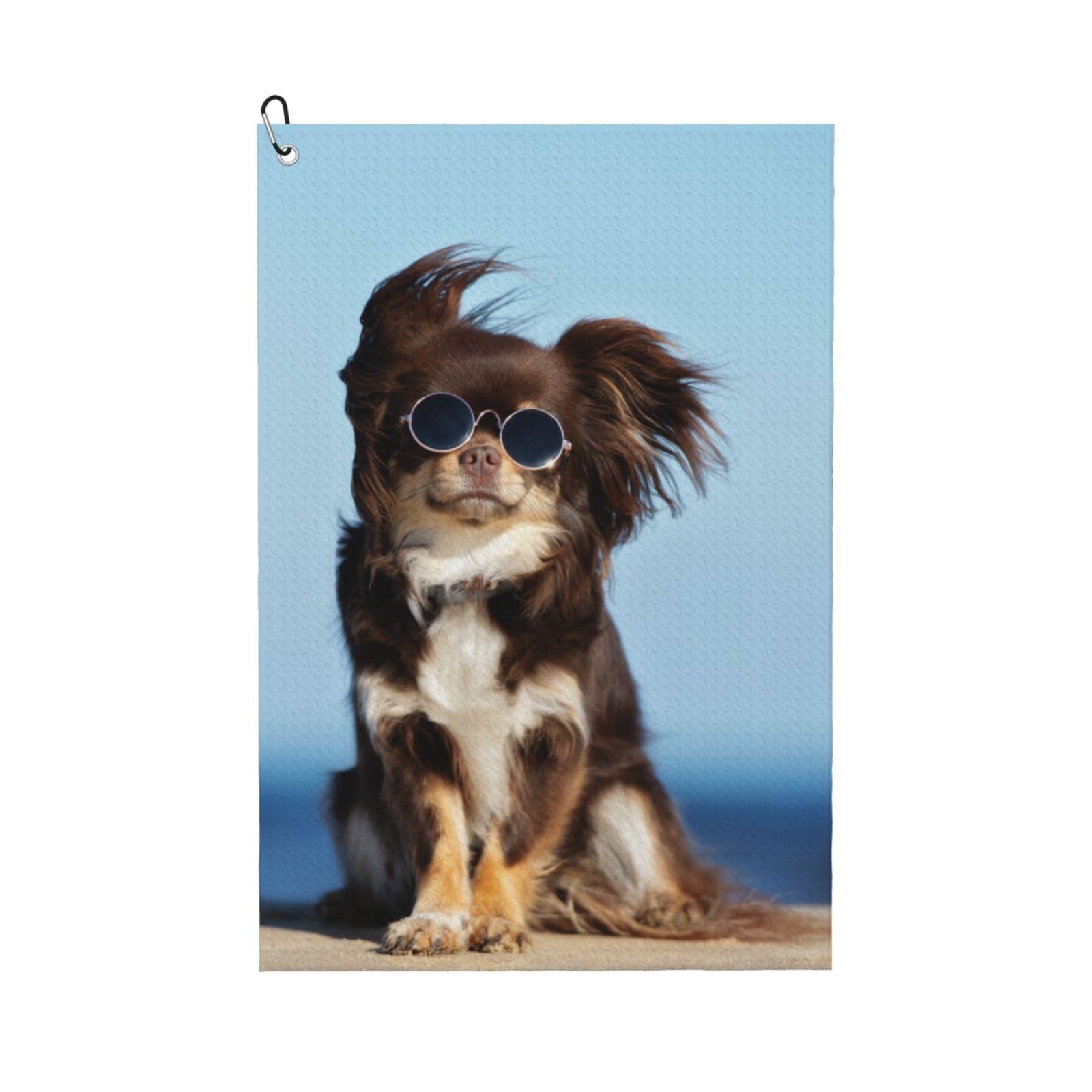 Hnnkloy Funny Chihuahua Dog, 16x24 in Portable Waffle Golf Towels with Carabiner Clip for Golf Bag