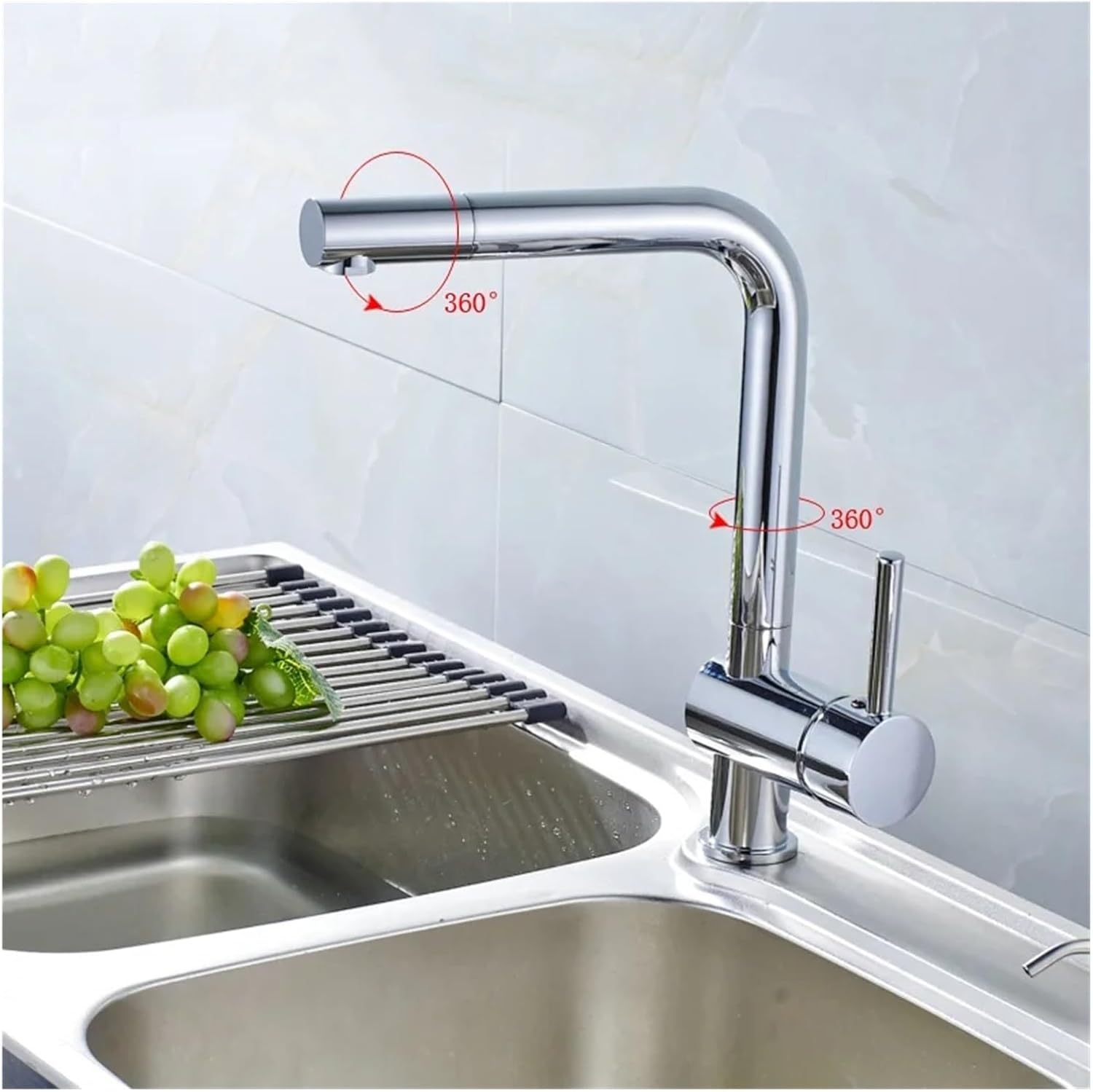 スイベルスパウトキッチン蛇口、黒い白いクロムスタイルシンクタップキッチンミキサー、バスルームシンク用の蛇口