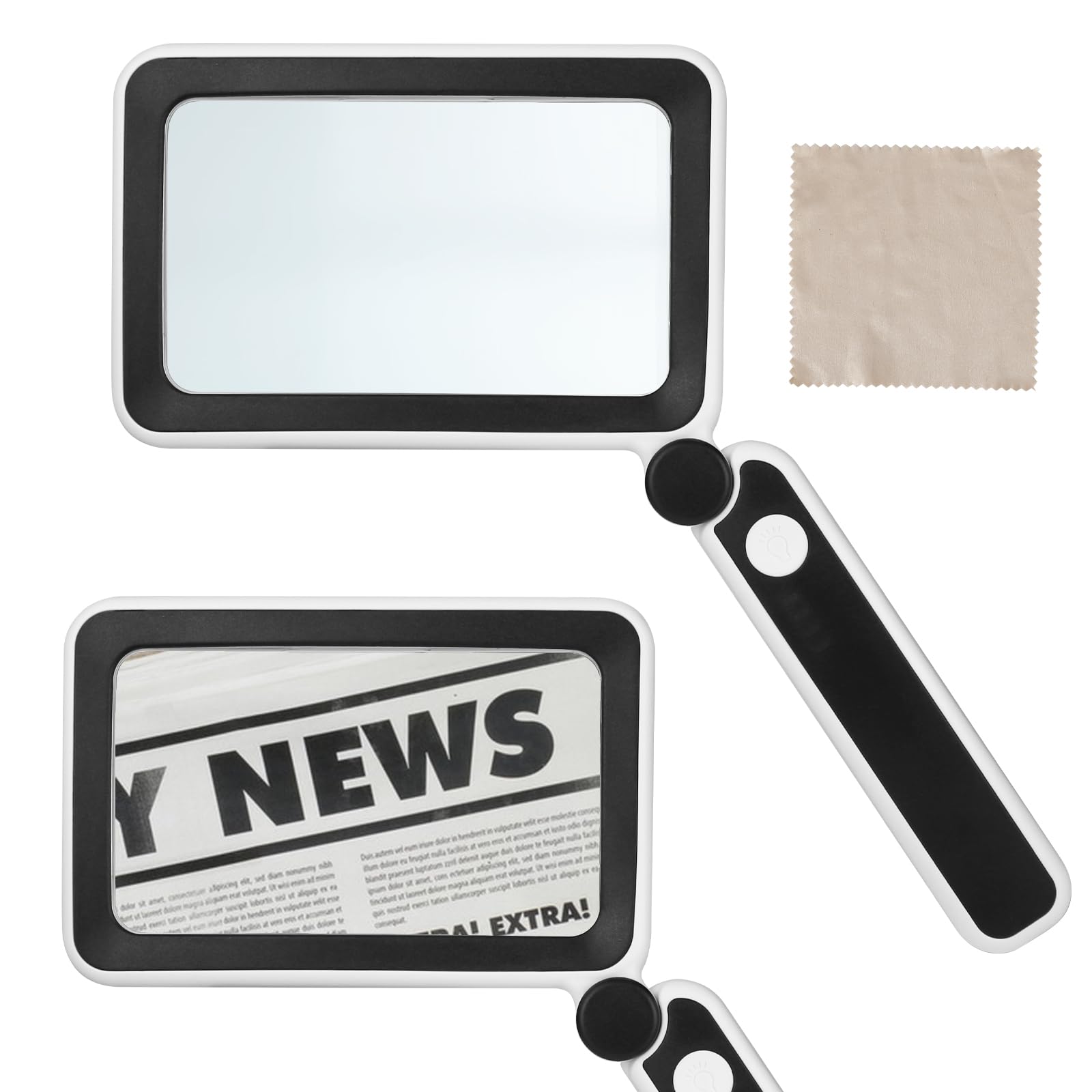 YHNDECO 4X Magnifying Glass with Light, Rechargeable Handheld Magnifying Glass for Reading, Lighted Large Magnifier with 10 LED Light and Anti-Glare Lens, for Seniors