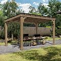 MUPATER 10 x 12 FT Wooden Grill Gazebo with Sloping Metal roof, Full Size Grills, BBQ Canopy for Outdoor Patio, Lawn, Garden, Brown