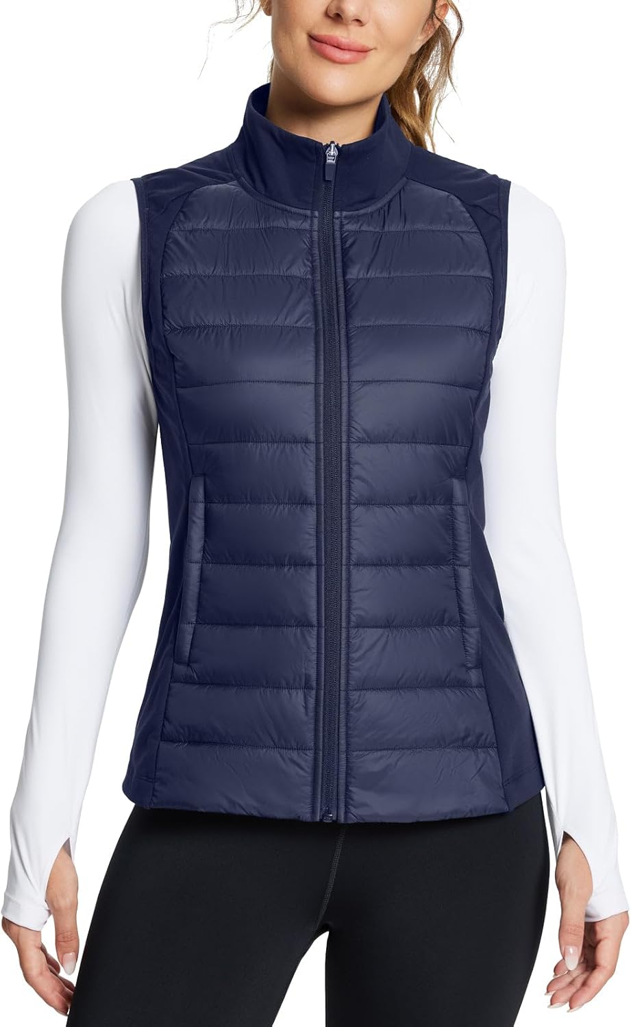 baleaf Women's Lightweight Warm Puffer Vest Running Winter Hybrid Sleeveless Quilted Water Resistant Jacket