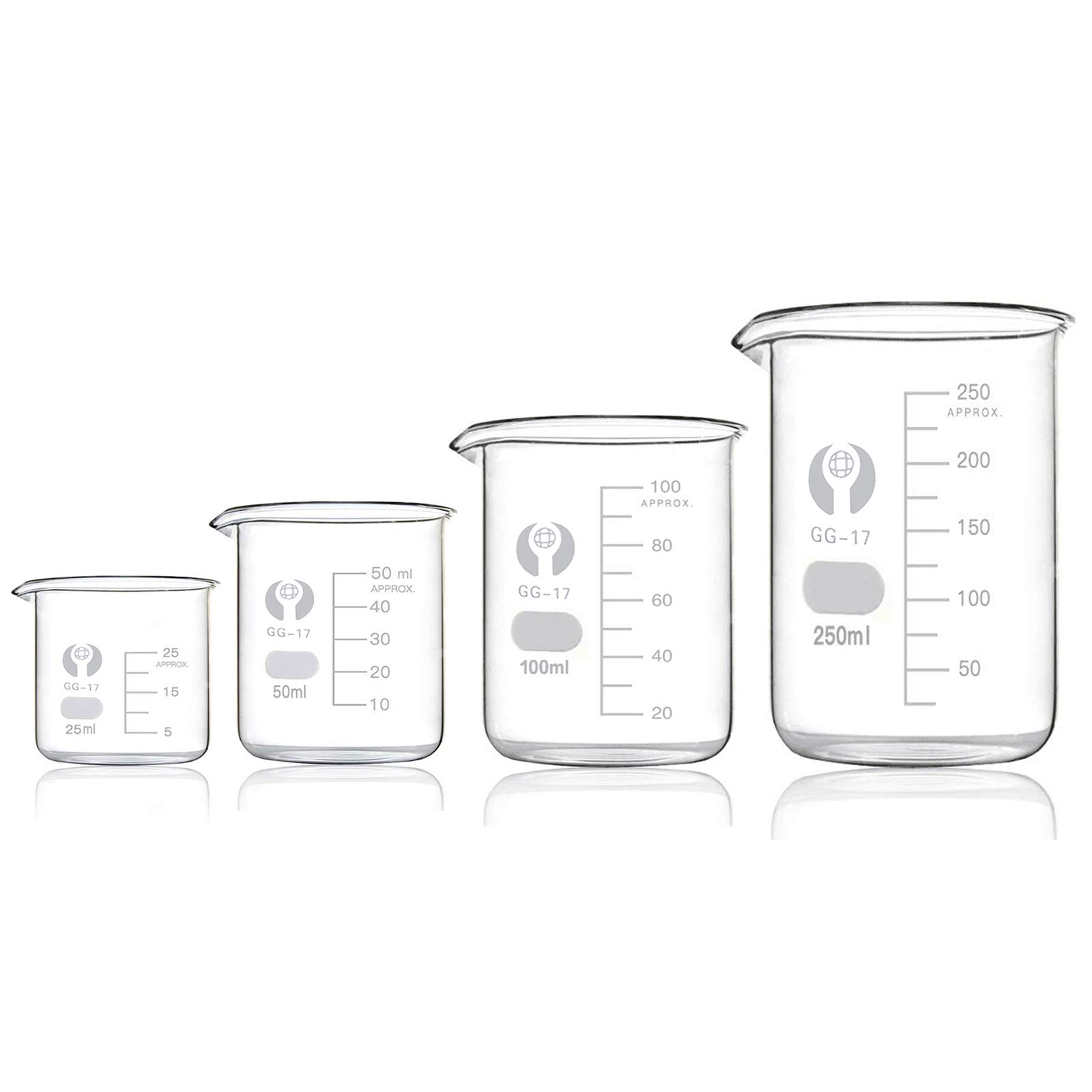Buy Glass Beakers Set Graduated Measuring Glass Beaker 4 Sizes 25ml