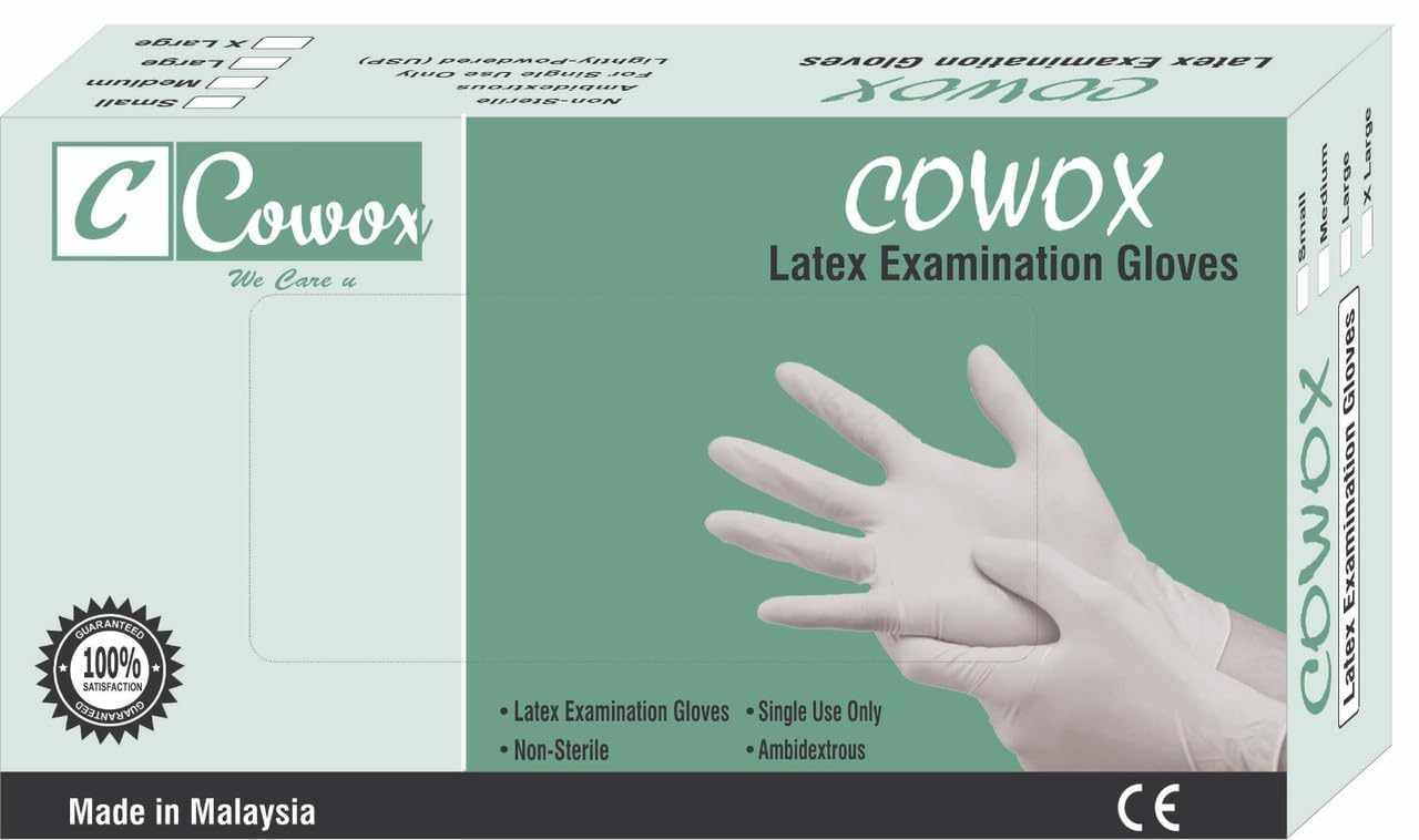 Cowox Latex Examination Disposable Powdered Non-Sterile Hand Gloves (White)- 100 Pieces (Medium) Non-Sterile (B09XB4882X) Amazon Price History, Amazon Price Tracker