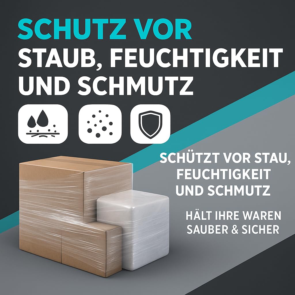 GiDeli Stretchfolie Transparent Strechfolienrolle - 10x Wickelfolie - Handstretchfolie 450m / 50cm Verpackungsmaterial - Verpackungsfolie auf Rollen - Folie Für Möbel - Folien Für Umzug - Umzugsfolie