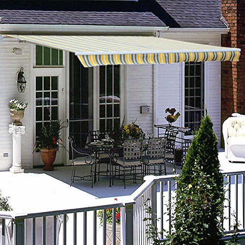 Greenbay 2.5 x 2m Manual Awning Garden Patio Canopy Sun Shade Shelter Retractable 8 Colour (Yellow-Stripe)
