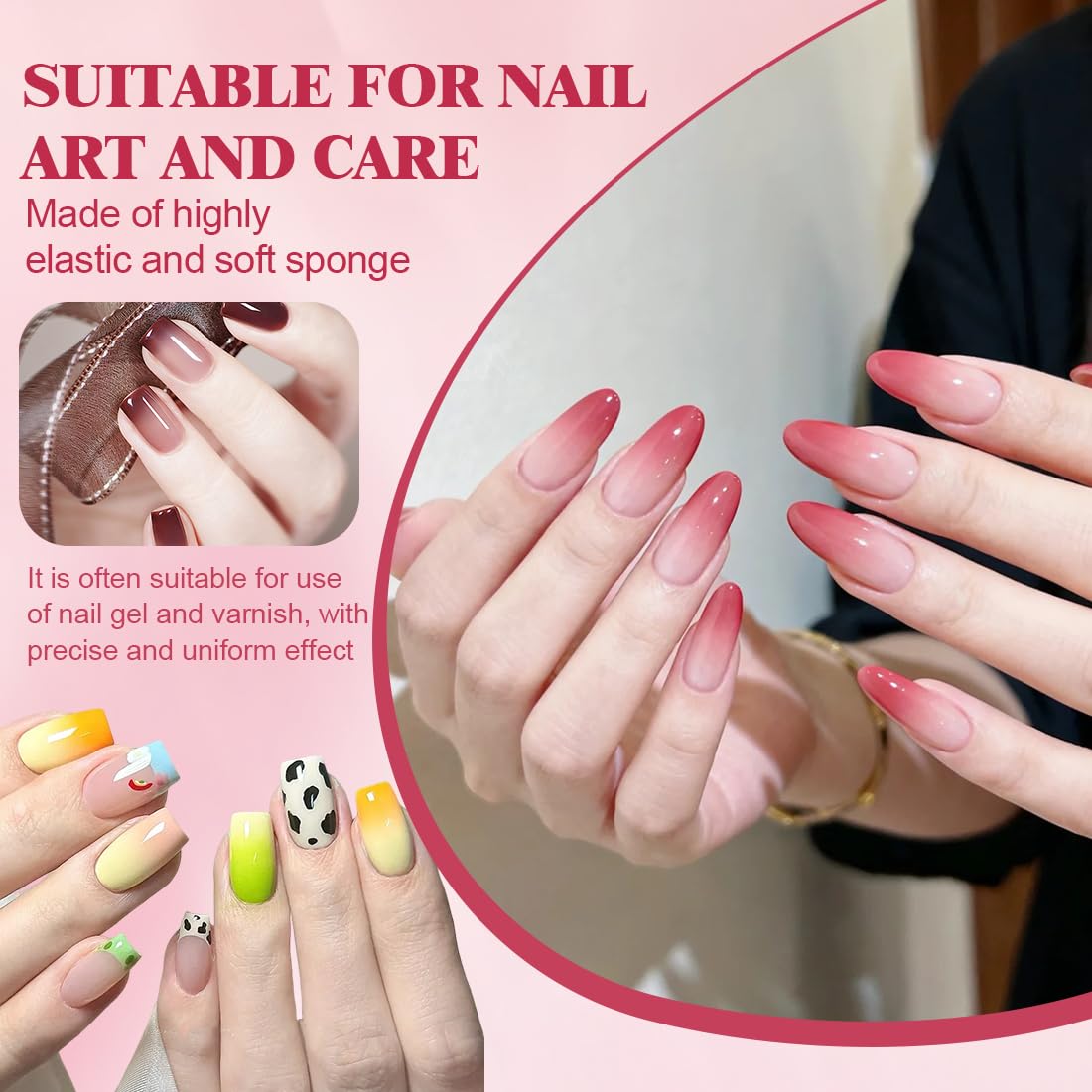 50 Pezzi Di Spugna Unghie Con Pinza Metallica, Strumenti Per La Nail Art, Pennelli Unghie, Unghie Ombre Design, Pennello Di Spugna, Modelli Di Nail Art Sfumati, Spugne Per Unghie Sfumate